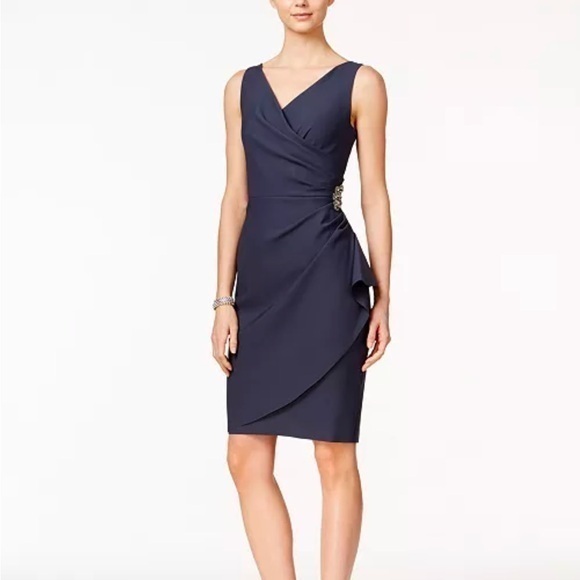 Alex Evenings Dresses & Skirts - Alex Evenings Comprehession Embellished Ruched Sheath Dress
